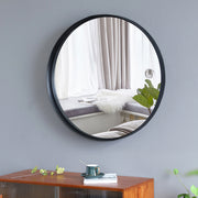 VINGLI 20/24/30 Inch Black Circle Wall Mirror Metal Coated Frame for Entryways Washrooms Living Rooms and More
