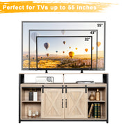 VINGLI 55in TV Stand Unit Entertainment Center Console Table TV Cabinet With Drawers White Oak