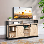 VINGLI 55in TV Stand Unit Entertainment Center Console Table TV Cabinet With Drawers White Oak