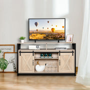 VINGLI 55in TV Stand Unit Entertainment Center Console Table TV Cabinet With Drawers White Oak