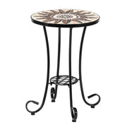 VINGLI Mosaic Outdoor Side Table Brown Flower