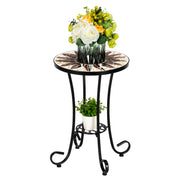 VINGLI Mosaic Outdoor Side Table Brown Flower