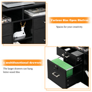 VINGLI 4 Drawer File Cabinet Wood Mobile Lockable Rolling File Cabinet with Shelves Black/White/Brown/Greige/Walnut