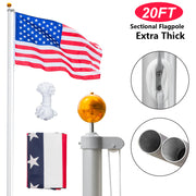 VINGLI Upgraded Sectional Aluminum Flagpole 20FT/ 25FT