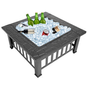 VINGLI 32 Inch Outdoor Square Fire Pit Table Black FP0SS32
