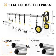 VINGLI 18 Feet Pool Solar Cover Reel Set Yellow/ Gray/ Blue