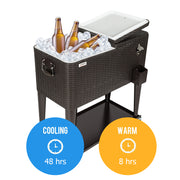 VINGLI 80 Quart Portable Rolling Cooler Cart with Shelf for Outdoor Patio