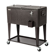 VINGLI 80 Quart Portable Rolling Cooler Cart with Shelf for Outdoor Patio