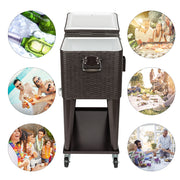 VINGLI 80 Quart Portable Rolling Cooler Cart with Shelf for Outdoor Patio