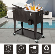 VINGLI 80 Quart Portable Rolling Cooler Cart with Shelf for Outdoor Patio