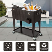 VINGLI 80 Quart Patio Cooler Wagon Cart Portable Rolling Ice Chest