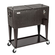 VINGLI 80 Quart Portable Rolling Cooler Cart with Shelf for Outdoor Patio