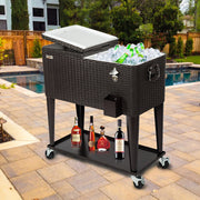 VINGLI 80 Quart Portable Rolling Cooler Cart with Shelf for Outdoor Patio