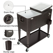 VINGLI 80 Quart Patio Cooler Wagon Cart Portable Rolling Ice Chest