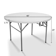 VINGLI 48 Round Plastic Folding Table Portable Dining Table for Indoor/Outdoor Events White
