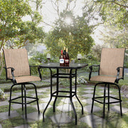 VINGLI 2 PCS Upgraded Outdoor Swivel Bar Stools Height Patio Chairs Black/ Brown