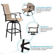 VINGLI 2 PCS Upgraded Outdoor Swivel Bar Stools Height Patio Chairs Black/ Brown