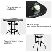 VINGLI Outdoor Bar Table Metal Frame Patio Bistro Table Black/ Brown