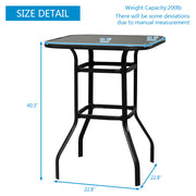 VINGLI Outdoor Bar Table Metal Frame Patio Bistro Table Black/ Brown