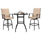 VINGLI Outdoor Bar Table Metal Frame Patio Bistro Table Black/ Brown