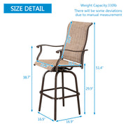 VINGLI 2 PCS Upgraded Outdoor Swivel Bar Stools Height Patio Chairs Black/ Brown