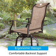 VINGLI 2 PCS Upgraded Outdoor Swivel Bar Stools Height Patio Chairs Black/ Brown