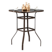 VINGLI Outdoor Bar Table Metal Frame Patio Bistro Table Black/ Brown