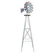 VINGLI 8 FT Metal Windmill Ornamental Spinner Garden Decorations Grey/Red/Green/Blue