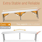 VINGLI 6FT Plastic Folding Bench Portable Outdoor Picnic Party Camping Dining Seat White/Brown