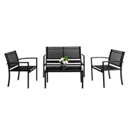 VINGLI 4 PCS Patio Conversation Furniture Sets Black/ Grey