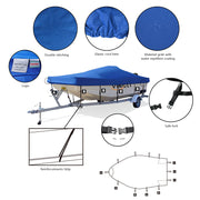 VINGLI 600D Polyeste Heavy Duty Boat Cover Blue/ Gray