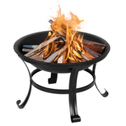 VINGLI 22in Outdoor Fire Pit Wood Burning Fire Pit with Mesh Lid and Fire Picker Small Bonfire Pit Steel Firepit Bowl