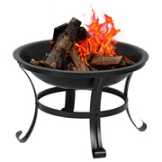 VINGLI 22in Outdoor Fire Pit Wood Burning Fire Pit with Mesh Lid and Fire Picker Small Bonfire Pit Steel Firepit Bowl