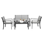 VINGLI 4 PCS Patio Conversation Furniture Sets Black/ Grey