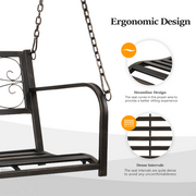 VINGLI 4FT Metal Porch Swing Upgraded Outdoor Patio Antique Swing Bronze/Black