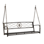 VINGLI 4FT Metal Porch Swing Upgraded Outdoor Patio Antique Swing Bronze/Black