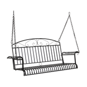 VINGLI 4FT Metal Porch Swing Upgraded Outdoor Patio Swing Black