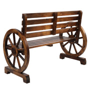 VINGLI Rustic Wooden Wagon Wheel Bench 2-Person Seat Bench