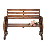 VINGLI Rustic Wooden Wagon Wheel Bench 2-Person Seat Bench