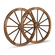 VINGLI 24/30 Inch Innovations Decorative Vintage Wood Garden Wagon Outdoor Rustic Yard Wheel  Brown 2 Count