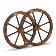 VINGLI 24/30 Inch Innovations Decorative Vintage Wood Garden Wagon Outdoor Rustic Yard Wheel  Brown 2 Count