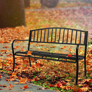 VINGLI 51 Inch Outdoor Metal Bench Black