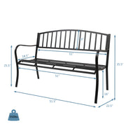 VINGLI 51 Inch Outdoor Metal Bench Black