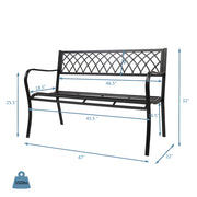 VINGLI 47 Inch Outdoor Patio Garden Bench Metal Bench Black