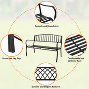 VINGLI 47 Inch Outdoor Patio Garden Bench Metal Bench Black