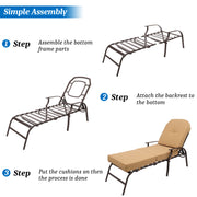 VINGLI  Upgraded Adjustable Patio Metal Chaise Lounge Chairs