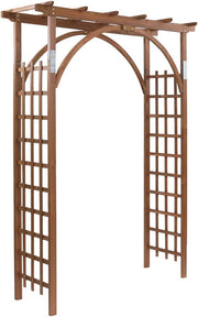 VINGLI 85in Wood Garden Arbor Arch Trellis For Outdoor Wedding Backyard Lawn Climbing Plants