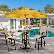 VINGLI Cast Aluminum Patio Bistro Dining Table with Umbrella Hole