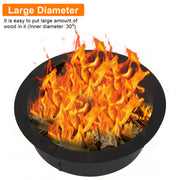VINGLI 36in Heavy Duty Steel Ground Fire Pit DIY Fire Pit Rim Above or In-Ground for Camping Outdoors