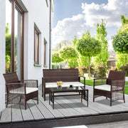VINGLI 4 PCS Wicker Outdoor Patio Conversation Sets